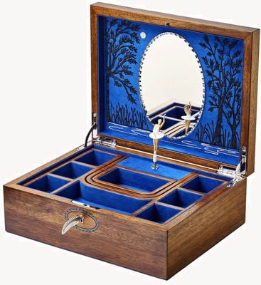 WOLF Swan Lake Ballet Musical Jewellery Box | Walnut Wood 190106