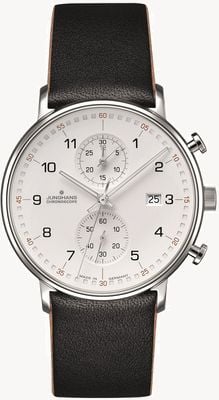 Junghans Vorm c chronoscoop kalfsleer zwarte band met cijfers 41/4771.00