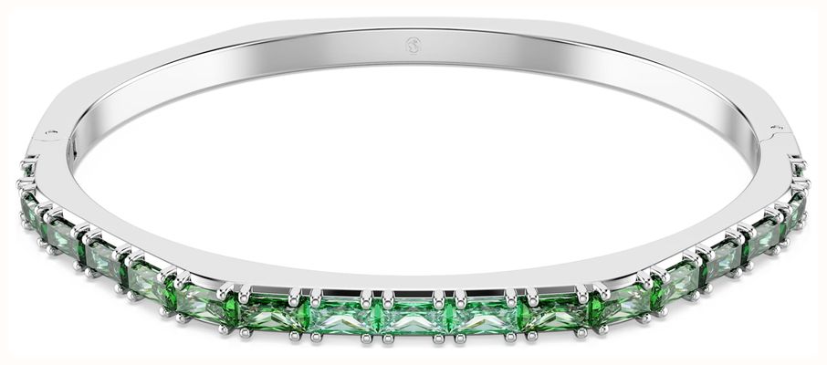 Swarovski Matrix Bangle - Baguette Cut, Octagon Shape, Green, Rhodium Plated 5705785