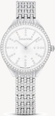 Swarovski Attraktives Damenarmband (30 mm) mit silbernem Zifferblatt und kristallbesetztem Edelstahlarmband 5644062