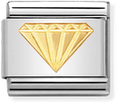 Nomination Classic Diamond 18ct Gold & Steel Charm 030115/03