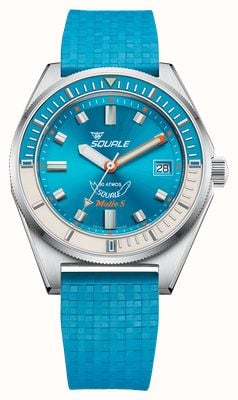Squale Matic s automatic (39 мм) с циферблатом 313c с солнечным лучом и светло-голубым мозаичным каучуковым ремешком MATICLBWLB.MRLB