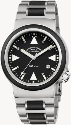 Mühle Glashütte S.A.R. Rescue-Timer (42mm) cadran noir / bracelet en acier inoxydable M1-41-03-MB