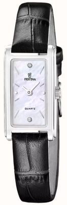 Festina Mademoiselle 石英腕表（25毫米）珍珠贝母表盘 / 黑色皮表带 F20769/1