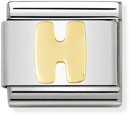 Nomination Classic Letter H 18ct Gold & Steel Charm 030101/08