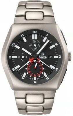 Tutima Glashütte Montre chronographe automatique M2 (46mm) cadran noir velouté / bracelet en titane 6450-03