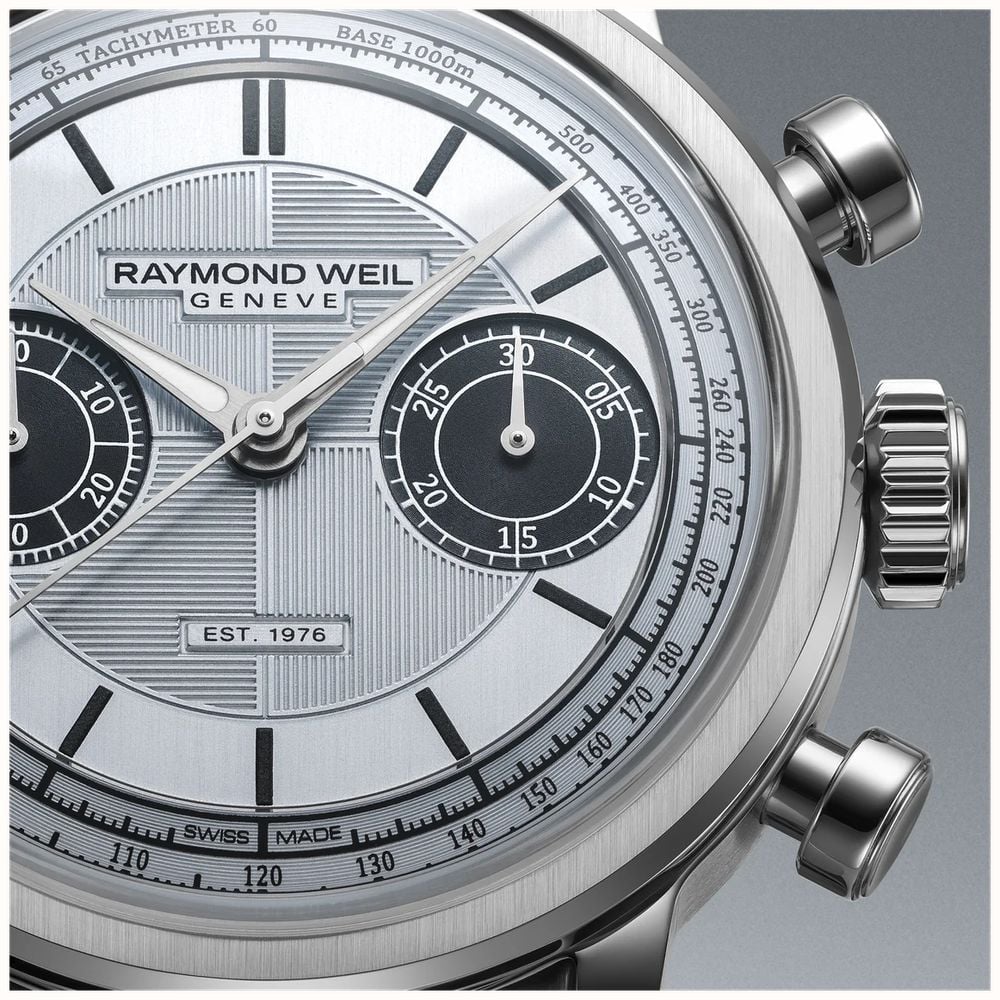 Raymond Weil Millesime Automatic Chronograph Limited Edition (39mm) Light Blue Dial / Dark Blue Leather Strap 7776-STC-65501 - autre vue 5