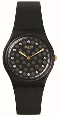 Swatch Biokeramisch Sparkling Night zwart siliconen horloge SO31B102