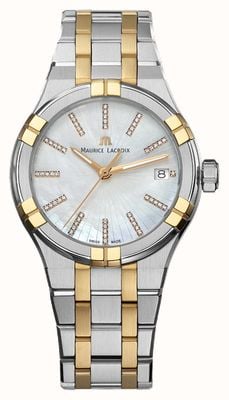 Maurice Lacroix Aikon Quartz Date (35mm) Mother of Pearl Dial / Two-Tone Stainless Steel Bracelet AI1106-PVP02-170-1