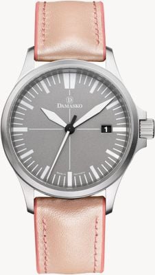 Damasko Ds30 オートマティック 3針 (39mm) グレーダイアル / 'Lindsey' アプリコット-ローズ ラバーストラップ DS30 GREY LINDSEY