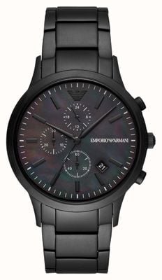 Emporio Armani Heren | zwarte olievlek wijzerplaat | zwarte roestvrijstalen armband AR11275