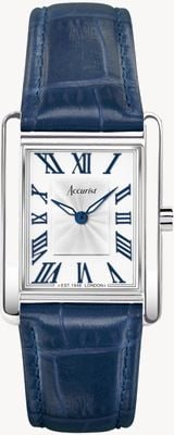 Accurist Rectangle Womens | White Dial | Blue Leather Strap 71002