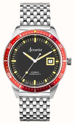 Accurist 男士潜水自动腕表（42毫米）黑色表盘/不锈钢表链 72007