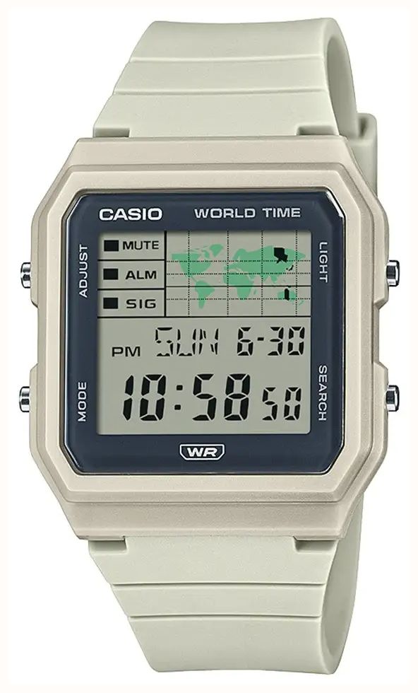 Casio Digital Watch With Map Casio AE-1100W-1BV World Time 100m WR