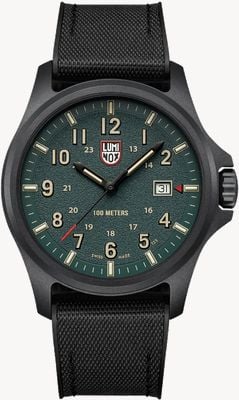 Luminox Atacama Field 1977 (43 mm), strukturiertes dunkelgrünes Zifferblatt / schwarzes Kautschukarmband XL.1977