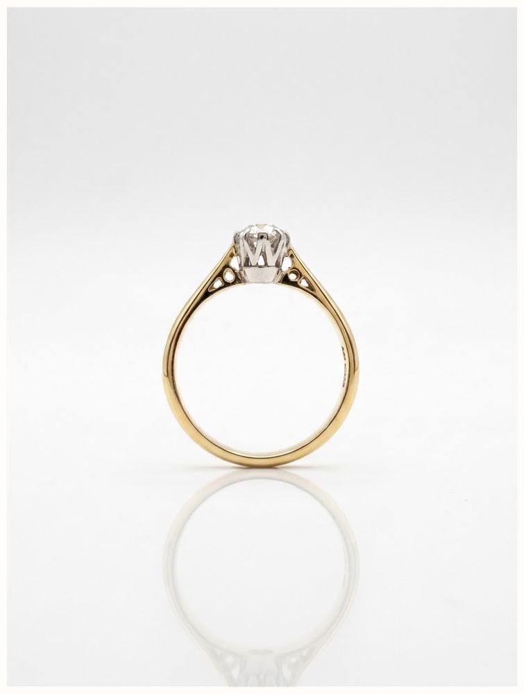James Moore & Co Pre-Owned 18ct Yellow Gold Platinum Head 0.35ct Round Brilliant Cut 8 Claw Solitare Ring J84023 - vista alternativa 3