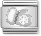Nomination Classic Glove Snowflake Sterling Silver & Steel Enamel Charm 330204/03