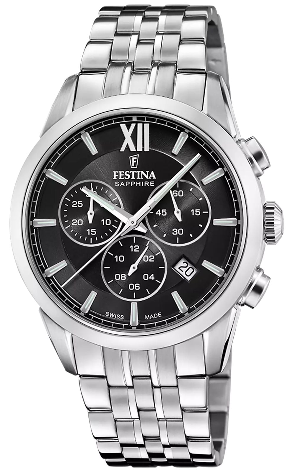 Festina Swiss Made Quartz Chronograph 41mm Silver Dial Watch Festina Swiss Made Quartz Chronograph 41mm Silver Dial Watch