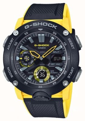 Casio | G-Shock Carbon-Kernschutz | schwarz-gelbes Armband | Ausstellungsstück GA-2000-1A9ER EX-DISPLAY