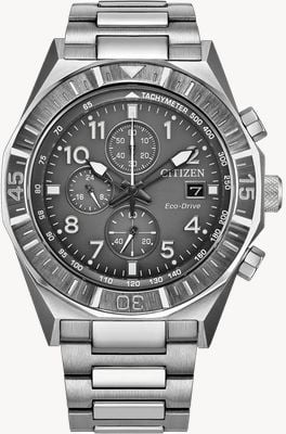 Citizen Relógio Eco-Drive Nighthawk cronógrafo (42 mm) mostrador cinzento / pulseira em aço inoxidável CA0890-54H
