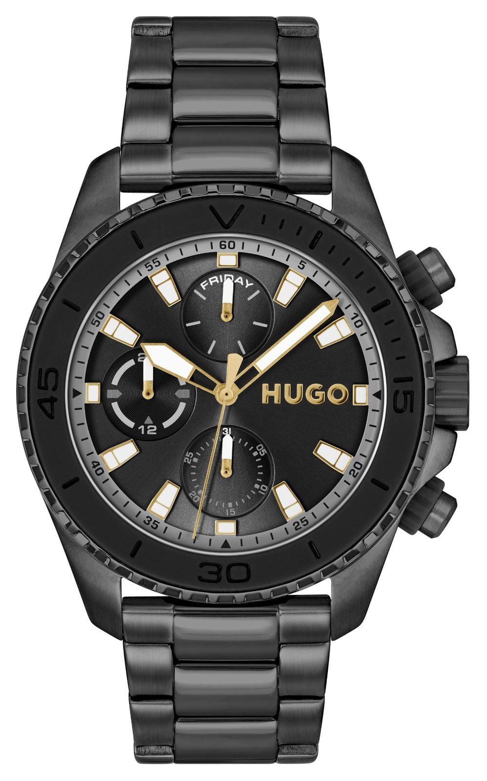 HUGO #dive (44 mm) cadran noir / bracelet en acier montre