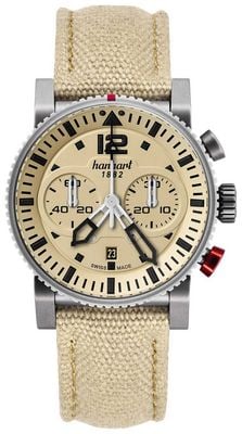 Hanhart PRIMUS Desert Pilot Automatic Chronograph (44mm) Sand Dial / Sand Textile Strap - M 740.250-3720