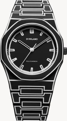 D1 Milano Polycarbon Black Sketch (40.5mm) Matte Black Dial / Black Polycarbonate Strap PCBJ33