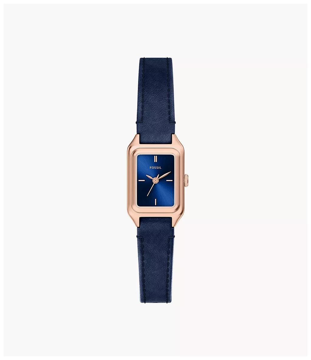 Fossil Raquel 18 mm trois aiguilles cuir bleu ES5532 montre