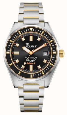 Squale Matic s automatisch (39 mm) zwarte wijzerplaat met zonnestraalmotief / roestvrijstalen armband MATICGBKBK.SSBI