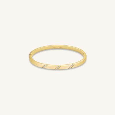 Rosefield Jewellery Gouden bangle met rijen kristallen JBLCG-J1043