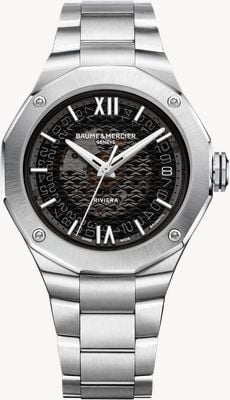 Baume & Mercier Heren Riviera automatisch (39 mm) zwarte wijzerplaat / roestvrijstalen armband 10715