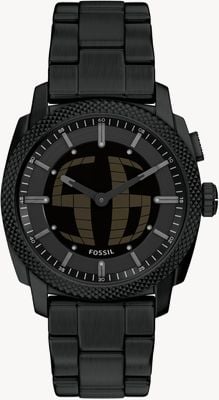 Fossil Mostrador Machine Big-Tic Dual Display (41mm) com display negativo / pulseira em aço inoxidável com revestimento PVD preto FS6156