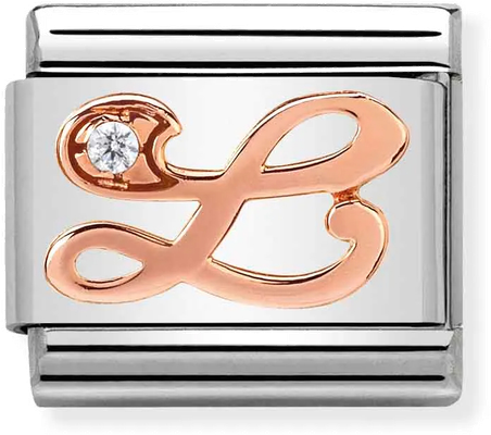 Nomination Classic Letter L 9ct Rose Gold & Steel Charm 430310/12
