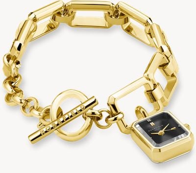 Rosefield Studio Edition - Octagon Charm Chain (15mm) Black Dial / Gold-Plated Stainless Steel Bracelet SBGSG-O66