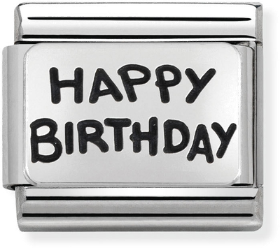 Nomination Classic Happy Birthday Oxidised Sterling Silver & Steel Charm 330102/41