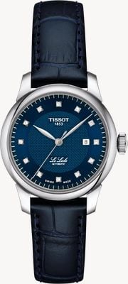 Tissot Le Locle diamant automatique (29mm) cadran clous de paris bleu / bracelet cuir bleu T0062071604600