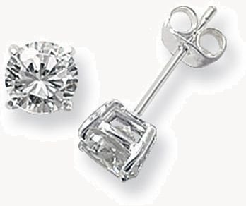 Silver Cubic Zirconia 6mm Round Stud Earrings G5136CZ