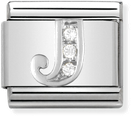 Nomination Classic Letter J Sterling Silver & Steel Cubic Zirconia Charm 330301/10
