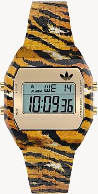 Adidas DIGITAL TWO (36mm) Digital Display / Tiger Print Stainless Steel Bracelet AOST26033