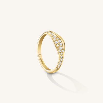 Rosefield Jewellery Bague vague pavé acier inoxydable plaqué or taille 52 JRPW52G-J1266