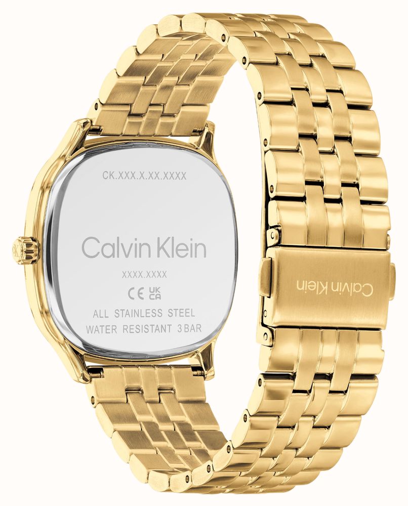 Calvin Klein CK Shape Quartz (37mm) Silver Sunray Dial / Gold PVD Stainless Steel Bracelet 25200582 - vista alternativa 3