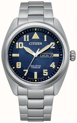 Citizen Mens Eco-Drive Super Titanium Armband blaues Zifferblatt BM8560-88L