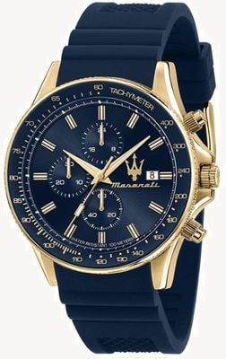 Maserati Herren-Sfida | blaues Chronographenzifferblatt | blaues Silikonarmband R8871640004