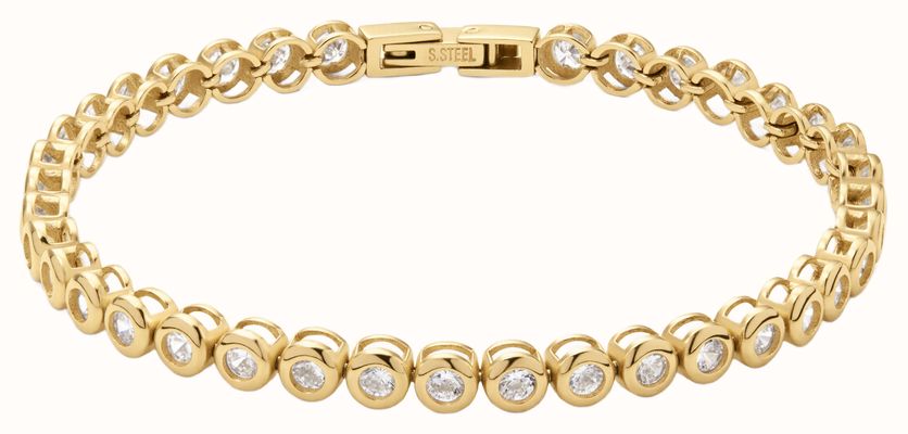 D.LOUISE Bezel Tennis Gold Plated Bracelet Size 20 SKB-055-20