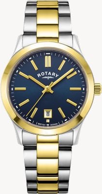 Rotary 现代石英（30 毫米）蓝色表盘/双色不锈钢表链 LB05521/05