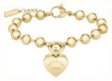 Lacoste Love My Croc Yellow Gold IP Beads Bracelet with Heart Charm 2040506