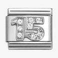 Nomination Classic Silver "15" Zirconia Charm 330304/49