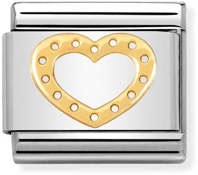 Nomination Classic Love Heart 18ct Gold & Steel Charm 030116/19