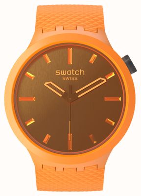 Swatch CRUSHING ORANGE (47mm) Orange Brown / Orange Silicone Strap SB05O102