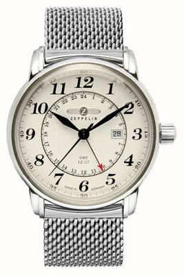 Zeppelin Montre à quartz pour homme avec double fuseau horaire et bracelet en métal 7642M5